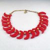 BN15 red crescent bakelite necklace
